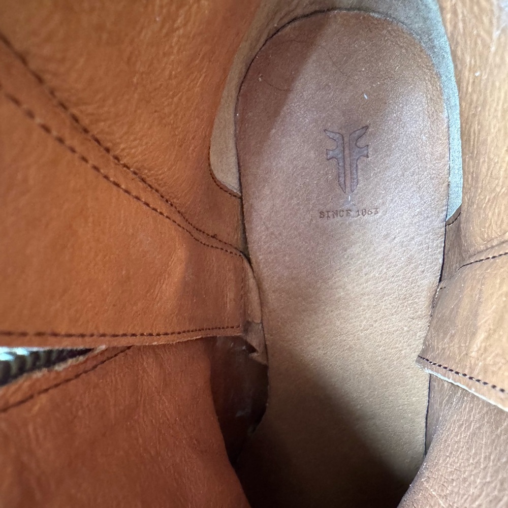 Frye Brown Ankle Boots Size 6.5 Addie Double Zip Cognac - Picture 7 of 8
